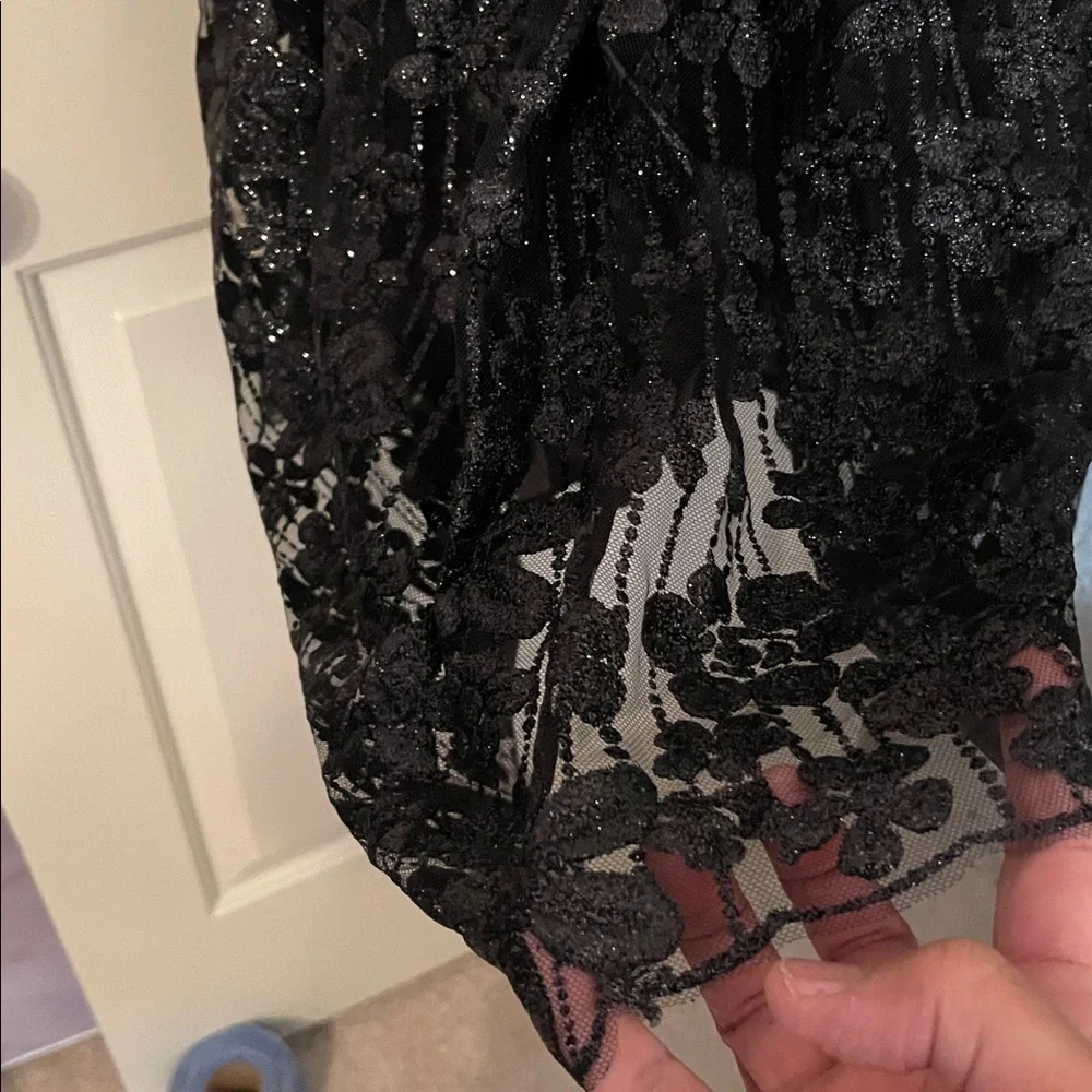 Free People All That Glitter Black Mini Dress. Size L